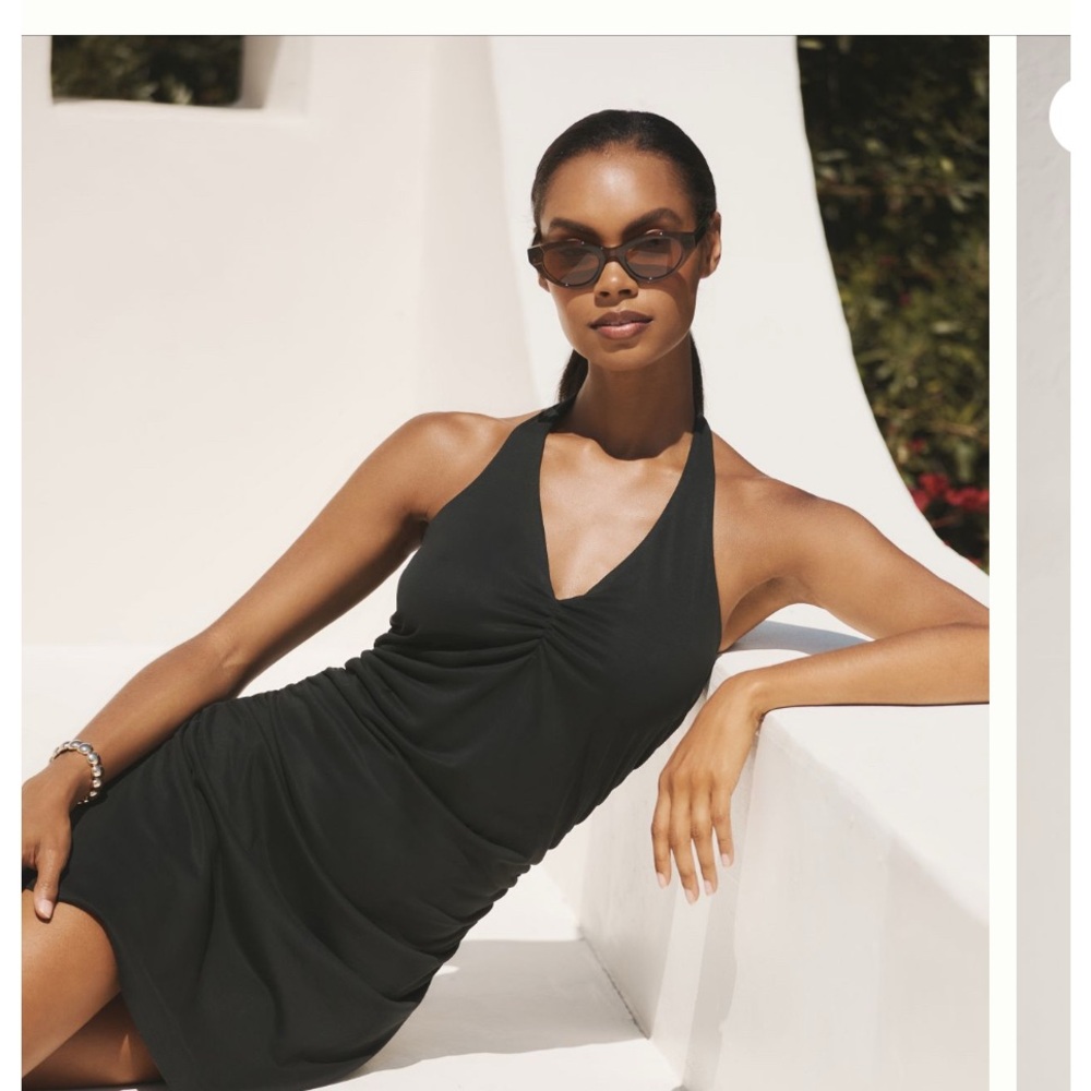Anthropologie Ariana Black Halter Dress M